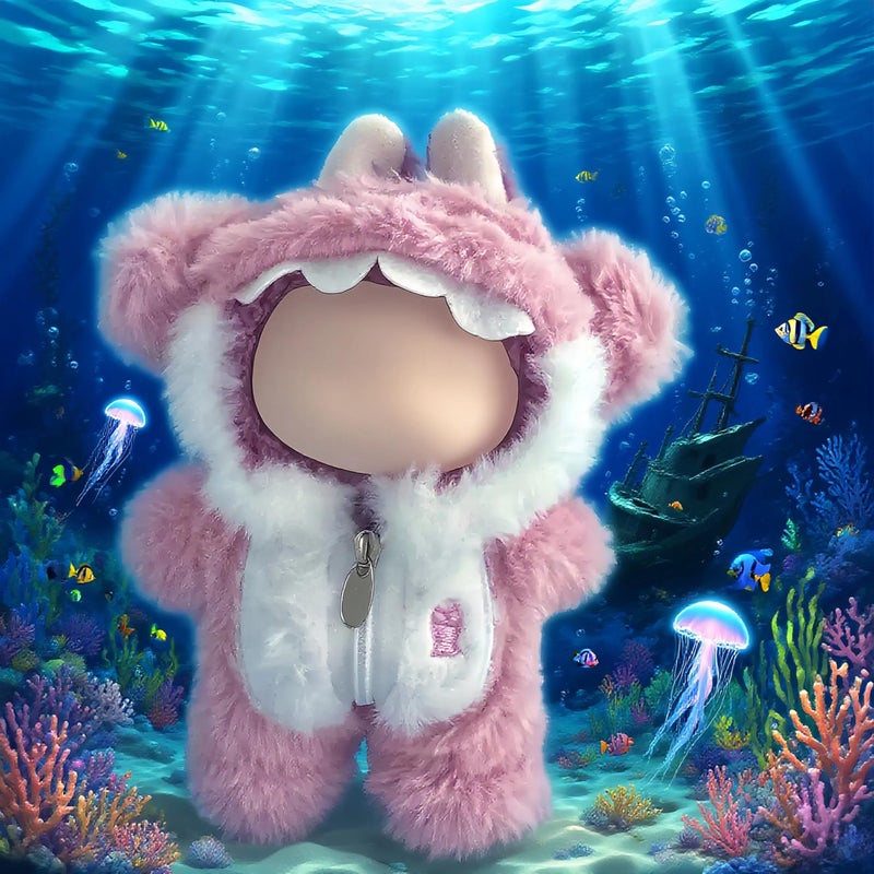 VVQUI 17cm (6.7inch) Doll Clothes, Outfits for Clothes Set, Faking Animal Style Outfit Jumpsuit Blue Shark & Pink Shark Costume for Dolls, (Doll Not Included) - Image 5